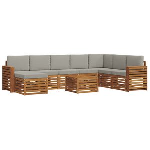 vidaXL Lauko sofos komplektas 9 pcs Natūrali ir &scaron;viesiai pilka