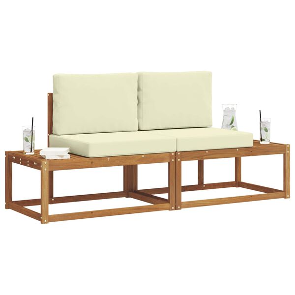 vidaXL Lauko sofos komplektas su pagalve 2 pcs Natūrali