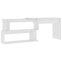 vidaXL Kampinis rašomasis stalas, baltas, 200x50x76cm, MDP