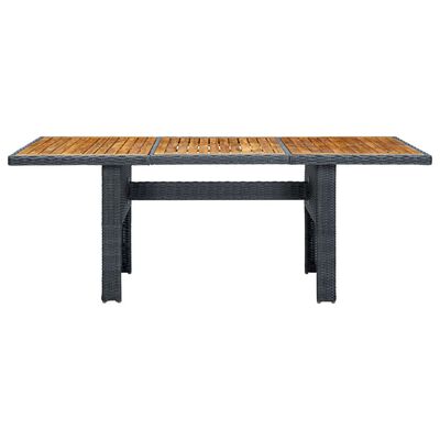 vidaXL Sodo stalas, tamsiai pilkas, poliratanas ir akacijos masyvas