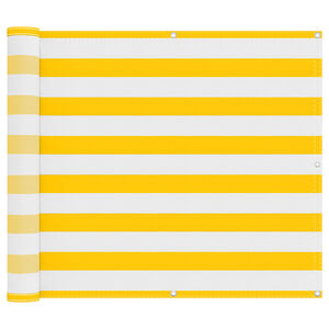 vidaXL Balkono Ekranas Geltona ir balta 100 x 400 cm Oksfordo audinys