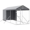 vidaXL Lauko voljeras &scaron;unims su stogu, sidabrinis, 2x6x2,5m, plienas
