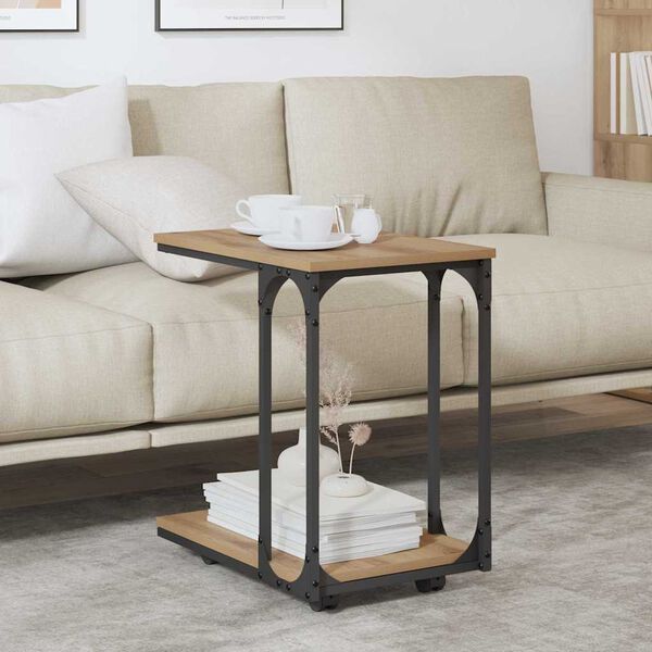 vidaXL &Scaron;oninis stalas su lentyna Amatininkų ąžuolas 50 x 35 x 55.5 cm