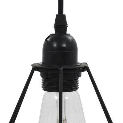 vidaXL Lubinis šviestuvas, juodos sp., deimantų dizainas, 3xE27 lemp.