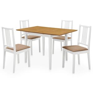 vidaXL Valgomojo baldų komplektas, 5d., baltos sp., MDF