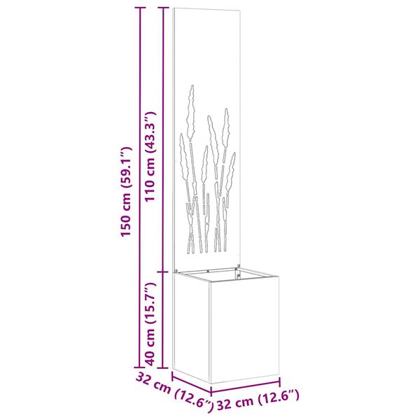 vidaXL Sodo privatumo ekranas &bdquo;Fretwork&ldquo; Rūdijanti 32 x 140 cm