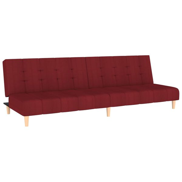 vidaXL Dvivietė sofa-lova, raudonojo vyno spalvos, audinys