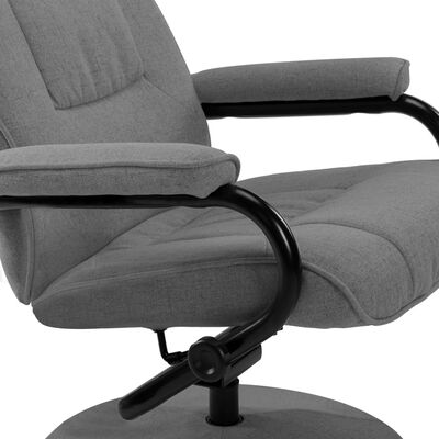 vidaXL Atlošiamas krėslas su pakoja, šviesiai pilkos spalvos, audinys