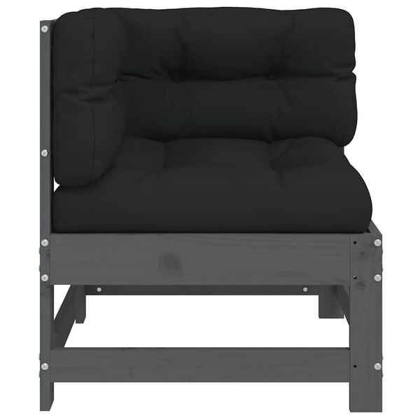 vidaXL Kampinė sofos dalis su pagalvėlėmis, pilka, pu&scaron;ies masyvas