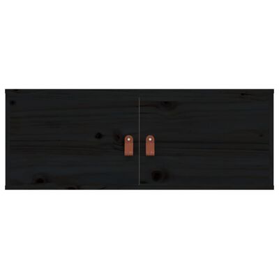 vidaXL Sieninė spintelė, juoda, 80x30x30cm, pušies medienos masyvas