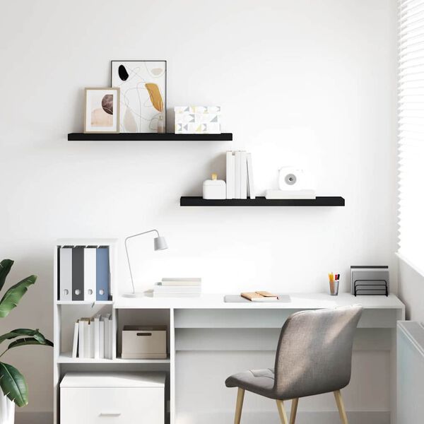 vidaXL Pakabinamos lentynos, 2vnt., juodos, 90x23,5x3,8cm, MDF