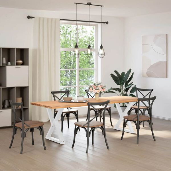 vidaXL Valgomojo stalo kojos, 2 vnt., baltos, 80x(72-73,3) cm, plienas