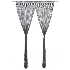 vidaXL Užuolaida, antracito, 140x240cm, medvilnė, makrame stiliaus