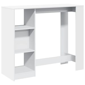 vidaXL Baro stalas su lentyna, baltas, 124x46x103,5cm, mediena