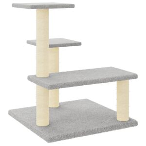 vidaXL Draskyklė katėms su stovais i&scaron; sizalio, &scaron;viesiai pilka, 61cm