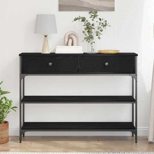 vidaXL Konsolinis stalas su stalčių Juodas ąžuolas 100 x 25 x 75 cm