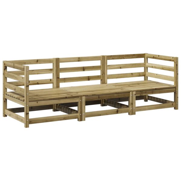 vidaXL Sodo sofos komplektas, 3 dalių, impregnuota pu&scaron;ies mediena