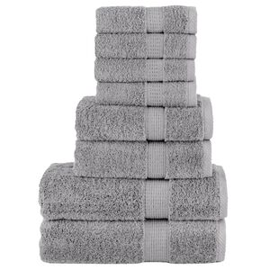 vidaXL Rank&scaron;luosčių rinkinys SOLUND, 8vnt., pilki, 600g/m&sup2;