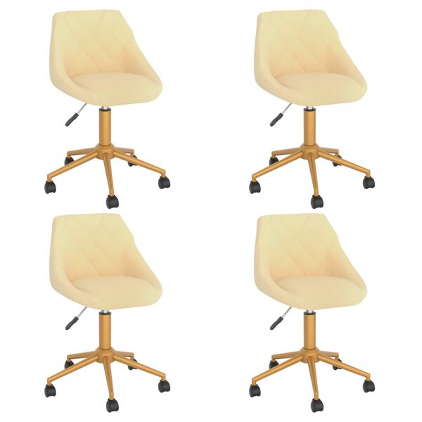 vidaXL Pasukamos valgomojo kėdės, 4vnt., kreminės spalvos, aksomas
