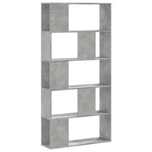 vidaXL Knygų spinta, 5 auk&scaron;tų, betono, 80,5x23,5x162,5cm, mediena