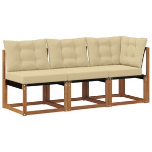 vidaXL 3 vnt. Lauko vidurinė ir kampinė sofa Natūrali