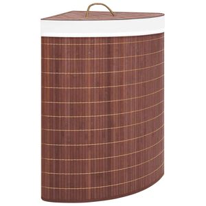 vidaXL Kampinis skalbinių krep&scaron;ys, rudos spalvos, bambukas, 60l