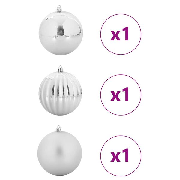vidaXL Kalėdinių Kraitės Rinkinys 3 pcs Sidabro Plastmasė