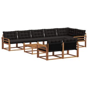 vidaXL Lauko sofos komplektas su pagalve 9 pcs Natūrali ir juoda