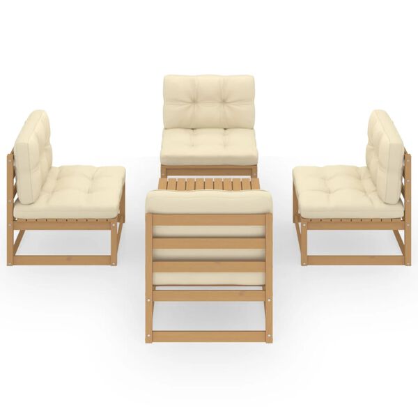 vidaXL Sodo komplektas su pagalvėlėmis, 5 dalių, pušies masyvas