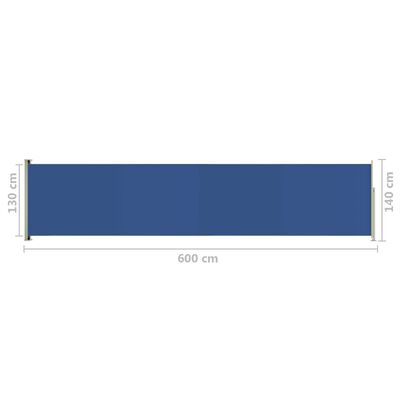 vidaXL Ištraukiama šoninė kiemo pertvara, mėlynos spalvos, 140x600cm
