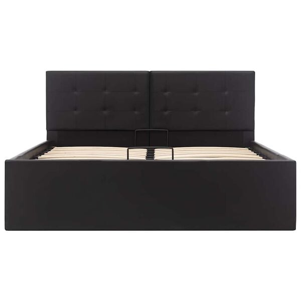 vidaXL Lovos rėmas su daiktadėže, juodas, 120x200cm, dirbtinė oda