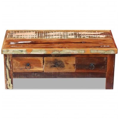 vidaXL Kavos staliukas su stalčiais, perdirbta mediena, 90x45x35 cm