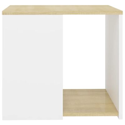 vidaXL Šoninis staliukas, sonoma ąžuolo ir baltas, 50x50x45cm, MDP