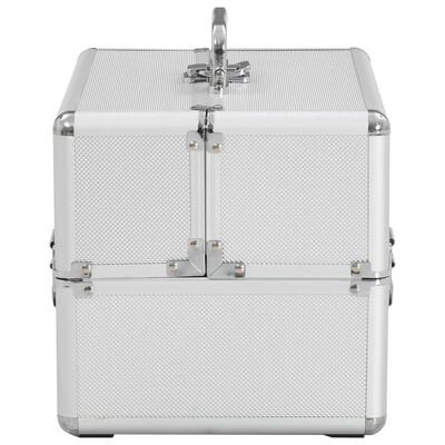 vidaXL Kosmetinis lagaminas, sidabrinės spalvos, 22x30x21cm, aliuminis
