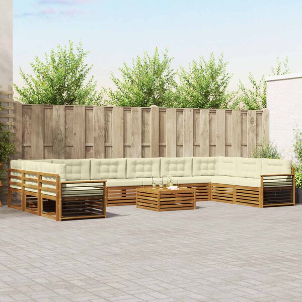 vidaXL Sofų komplektai su pagalve 11 pcs Natūralus ir grietinėlė