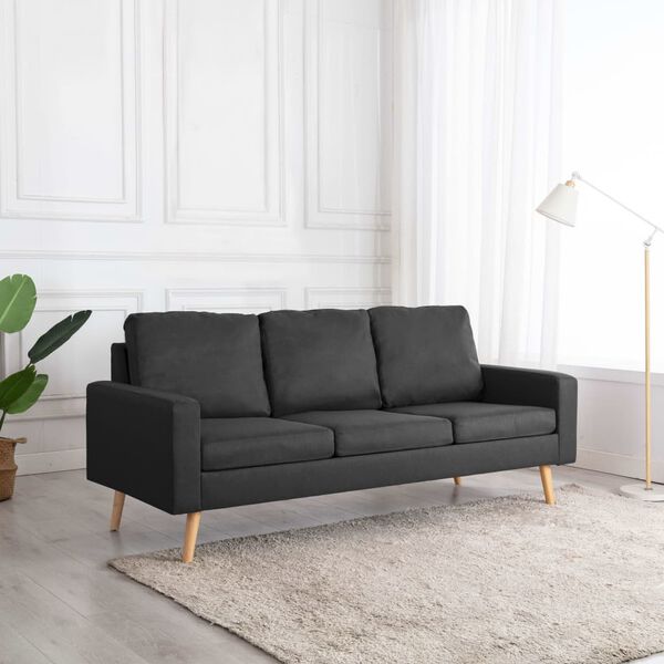 vidaXL Trivietė sofa, tamsiai pilkos spalvos, audinys