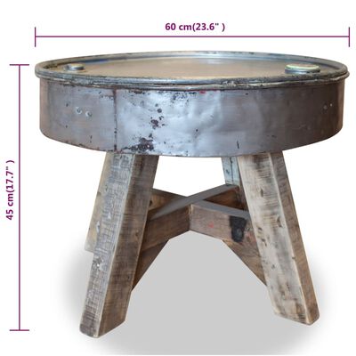 vidaXL Kavos staliukas, perdirbta mediena, 60x45cm, sidabrinis