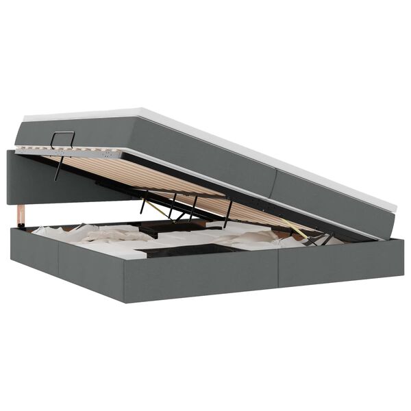 vidaXL Lova su daiktų laikymo vieta ir čiužiniu Tamsiai pilka