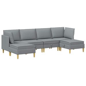 vidaXL Modulinė sofa su laikymo vieta 6 vnt. &Scaron;viesiai pilka Audinys