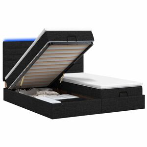 vidaXL Otmana lova su matracsu ir LED Juoda 160 x 200 cm Audinys