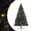 vidaXL Dirbtinis prie&scaron;&scaron;ventinis eglutė su &scaron;viesomis Juoda 240 cm PVC