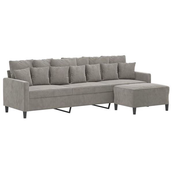 vidaXL Trivietė sofa su pakoja, &scaron;viesiai pilka, 210cm, aksomas