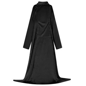 vidaXL Antklodė-džemperis su gobtuvu Juoda F Flanelė