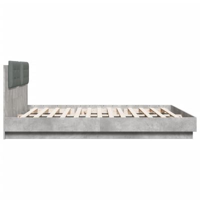 vidaXL Lovos rėmas su galvūgaliu, betono, 200x200cm, apdirbta mediena