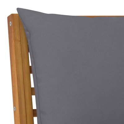 vidaXL Sodo baldų komplektas su pilkomis pagalvėmis, 3 dalių, akacija