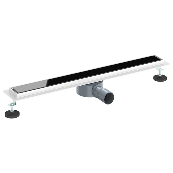 vidaXL Du&scaron;o nuotekų stiklinis dangtelis su 360&deg; sifonu Juoda 70 cm