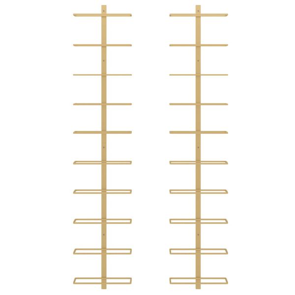 vidaXL Prie sienos montuojami vyno laikikliai, 2vnt., aukso, metalas