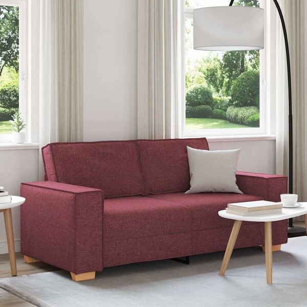 vidaXL Dvivietė sofa, vyno raudonumo, 180x78x84 cm, audinys