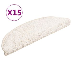 vidaXL Laiptų kilimėliai, 15 vnt., 56x17x3 cm, balti, pusapvaliai