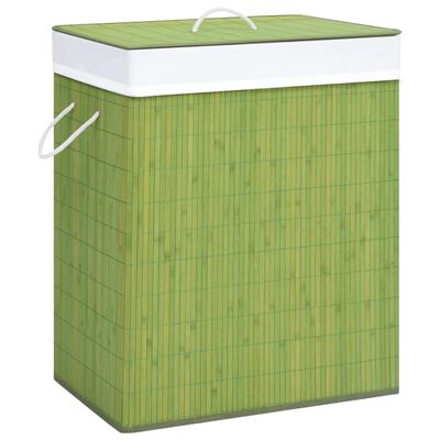 vidaXL Skalbinių krepšys su vienu skyriumi, žalias, bambukas, 83l